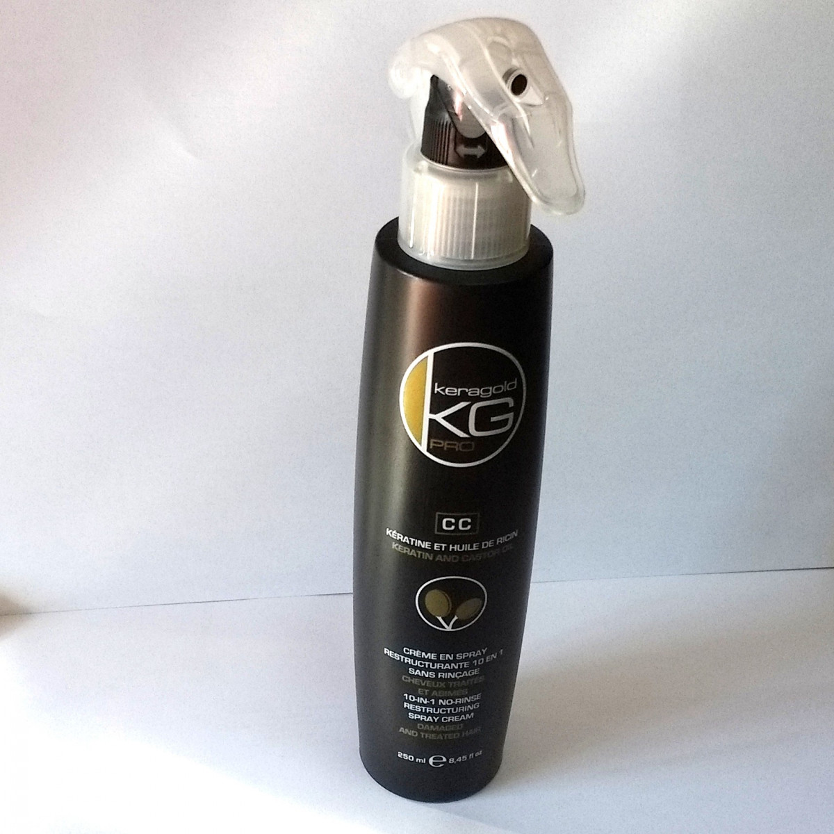 Crème en spray kératine et huile de ricin CC - Keragold Pro 250ml